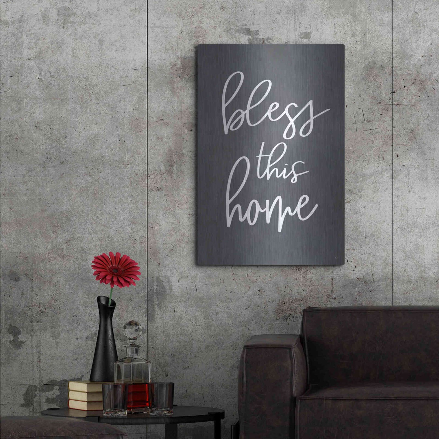 Luxe Metal Art 'Bless This Home' by Lux + Me, Metal Wall Art,24x36