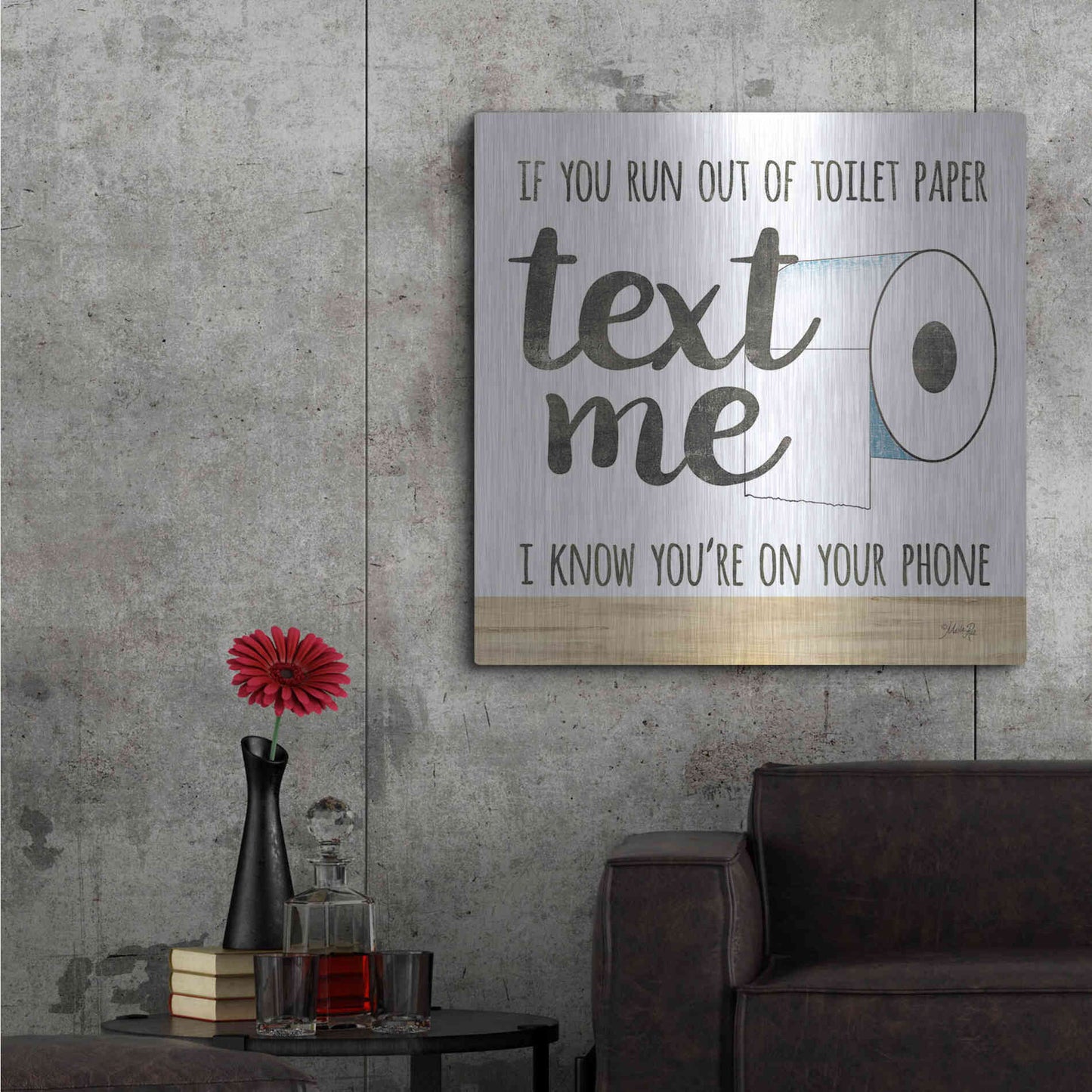 Luxe Metal Art 'Text Me' by Marla Rae, Metal Wall Art,36x36