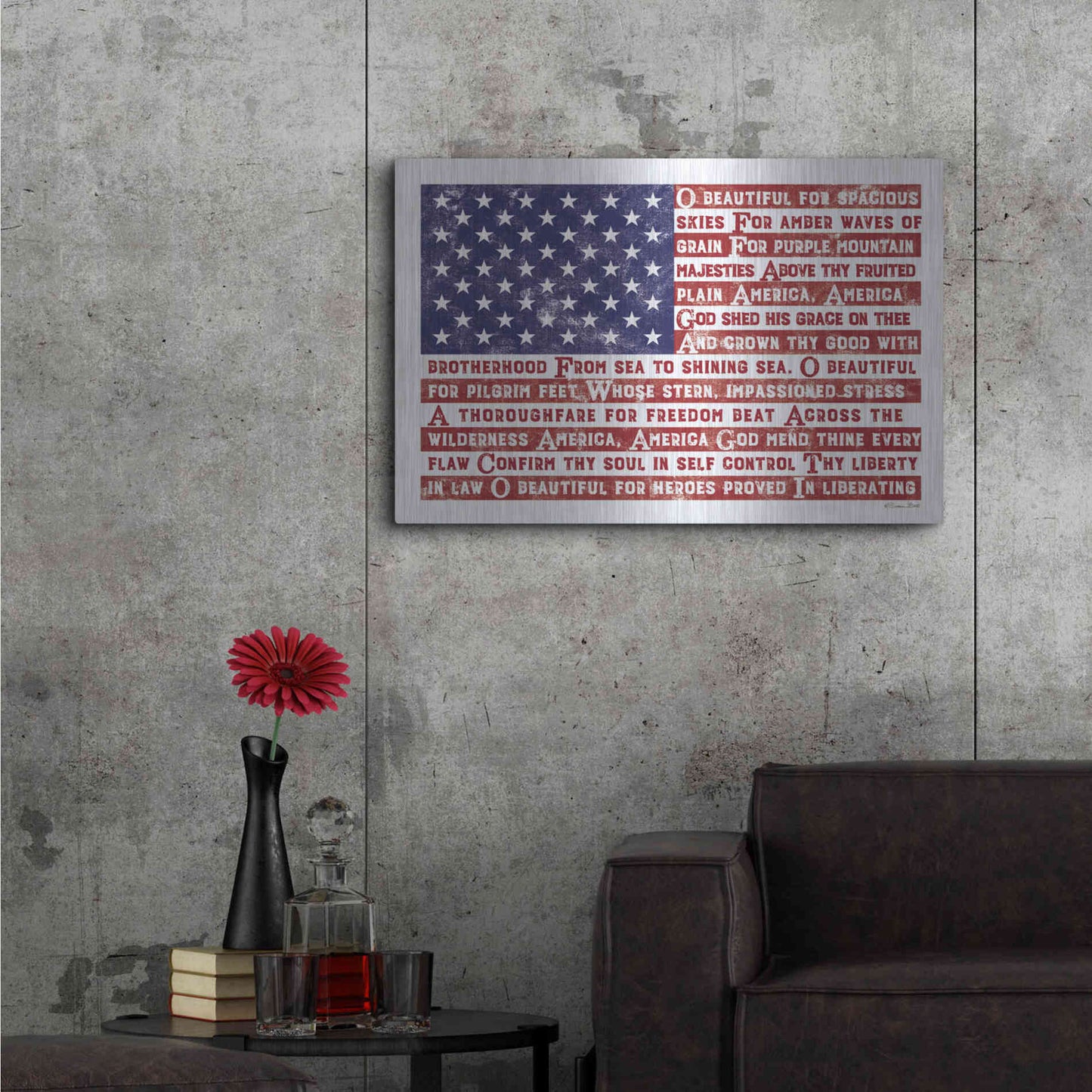 Luxe Metal Art 'America the Beautiful Flag' by Susan Ball, Metal Wall Art,36x24