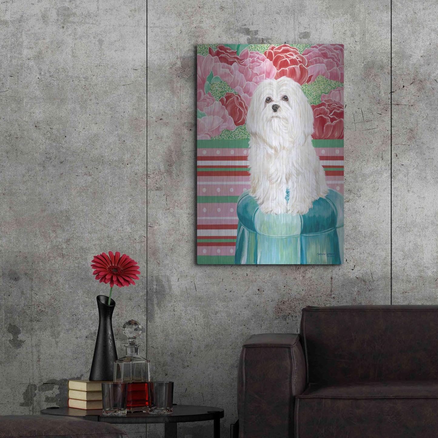 Luxe Metal Art 'Della Rose Maltese' by Carolee Vitaletti, Metal Wall Art,24x36