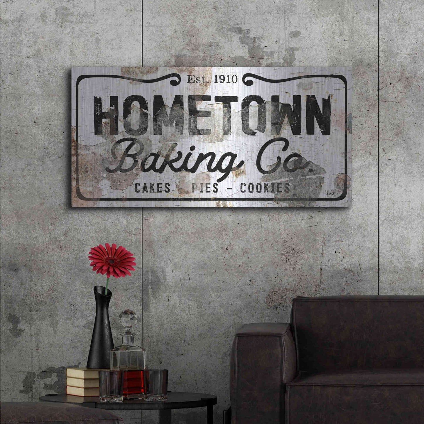 Luxe Metal Art 'Hometown Baking Co' by Kelley Talent, Metal Wall Art,48x24