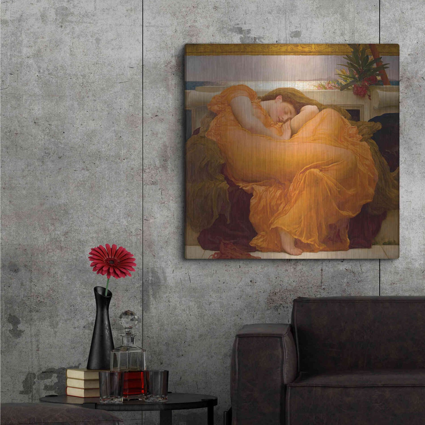 Luxe Metal Art 'Flaming June' by Sir Frederic Leighton, Metal Wall Art,36x36
