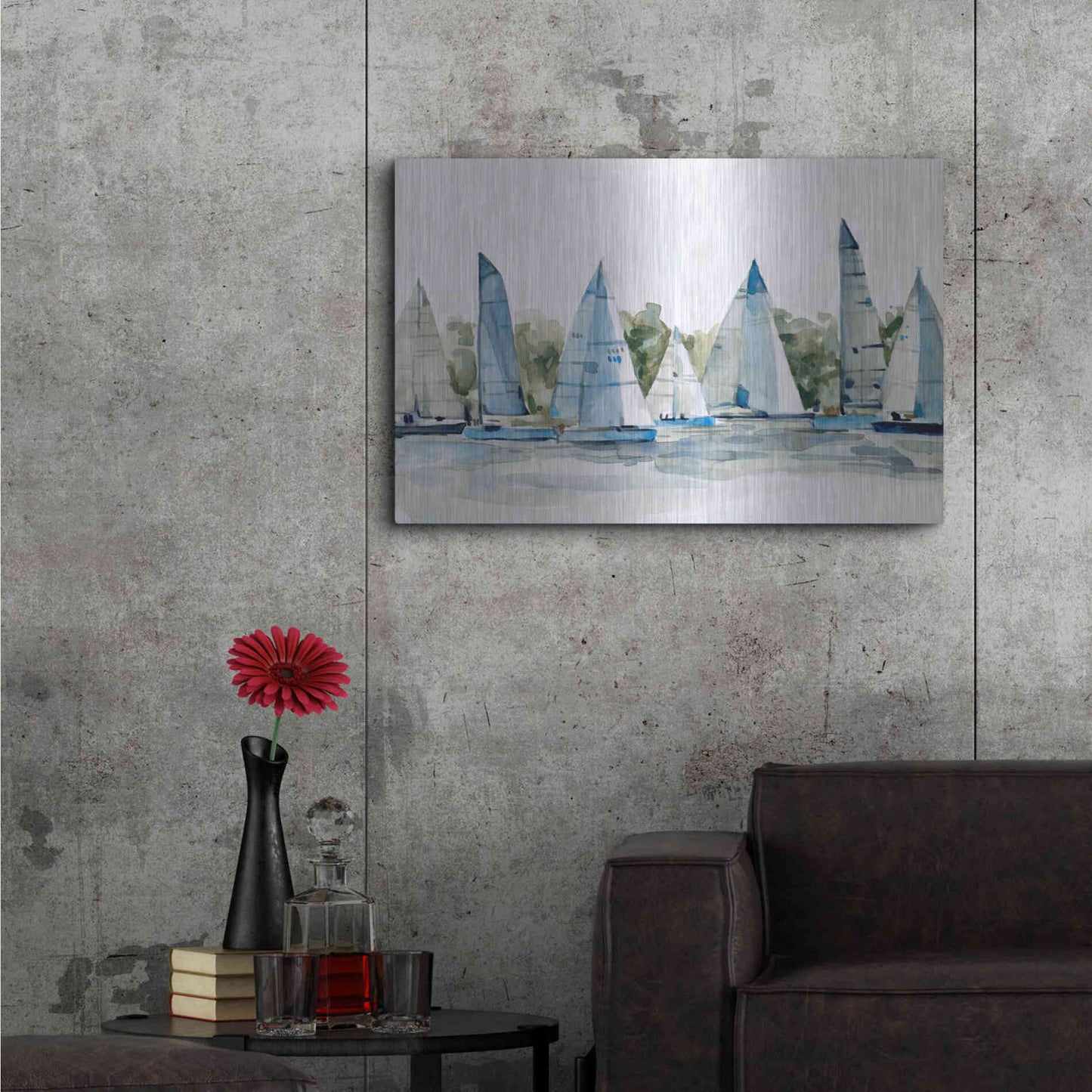 Luxe Metal Art 'Pastel Marina I' by Emma Scarvey, Metal Wall Art,36x24