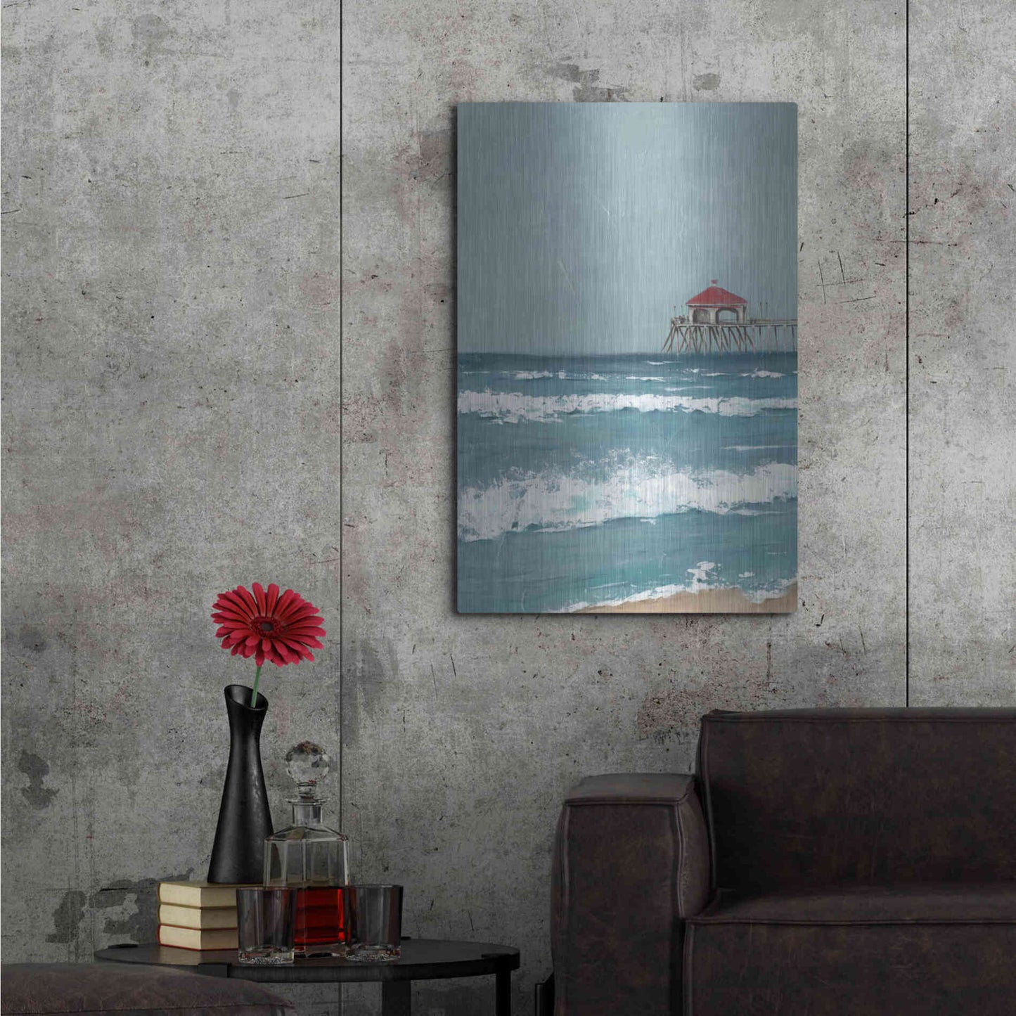 Luxe Metal Art 'Fishing Pier Diptych I' by Jade Reynolds, Metal Wall Art,24x36