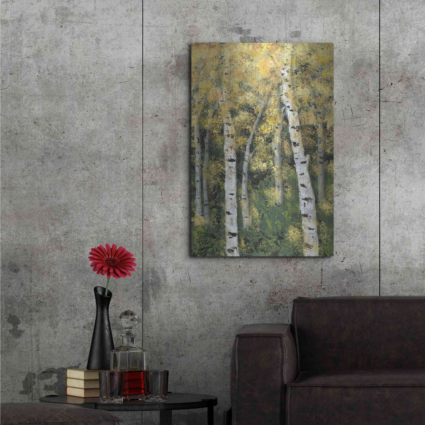 Luxe Metal Art 'Birch Treeline III' by Jade Reynolds, Metal Wall Art,24x36
