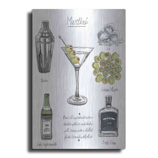 Luxe Metal Art 'Classic Cocktail-Martini' by Naomi McCavitt, Metal Wall Art