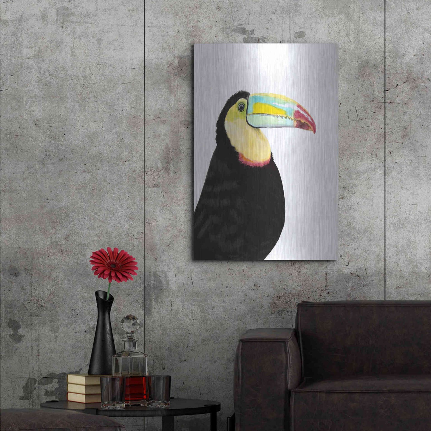 Luxe Metal Art 'Watercolor Toucan' by Naomi McCavitt, Metal Wall Art,24x36