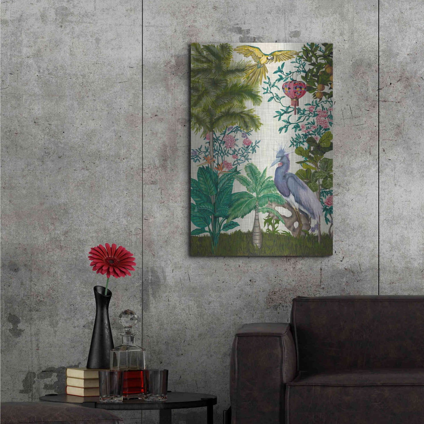 Luxe Metal Art 'Paradis Chinoiserie I' by Naomi McCavitt, Metal Wall Art,24x36