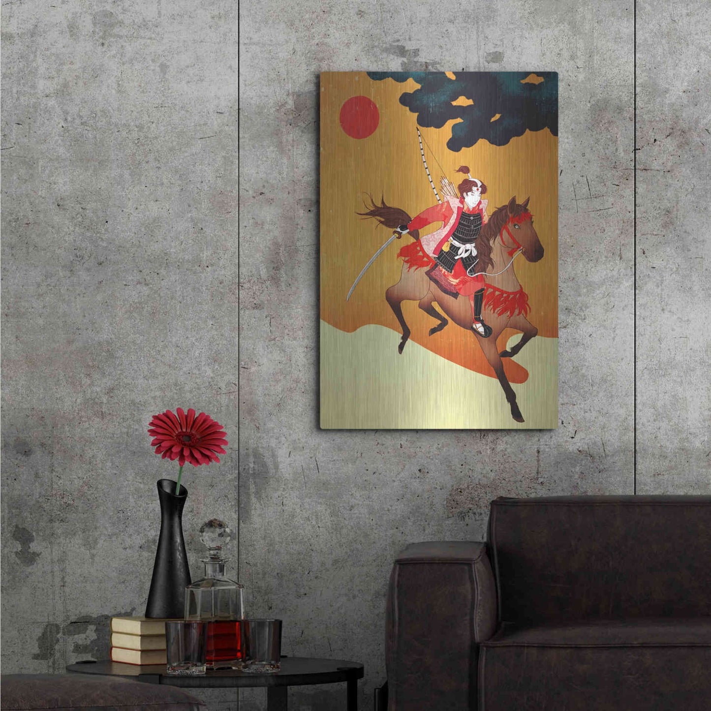 Luxe Metal Art 'Samurai' by Sai Tamiya, Metal Wall Art,24x36