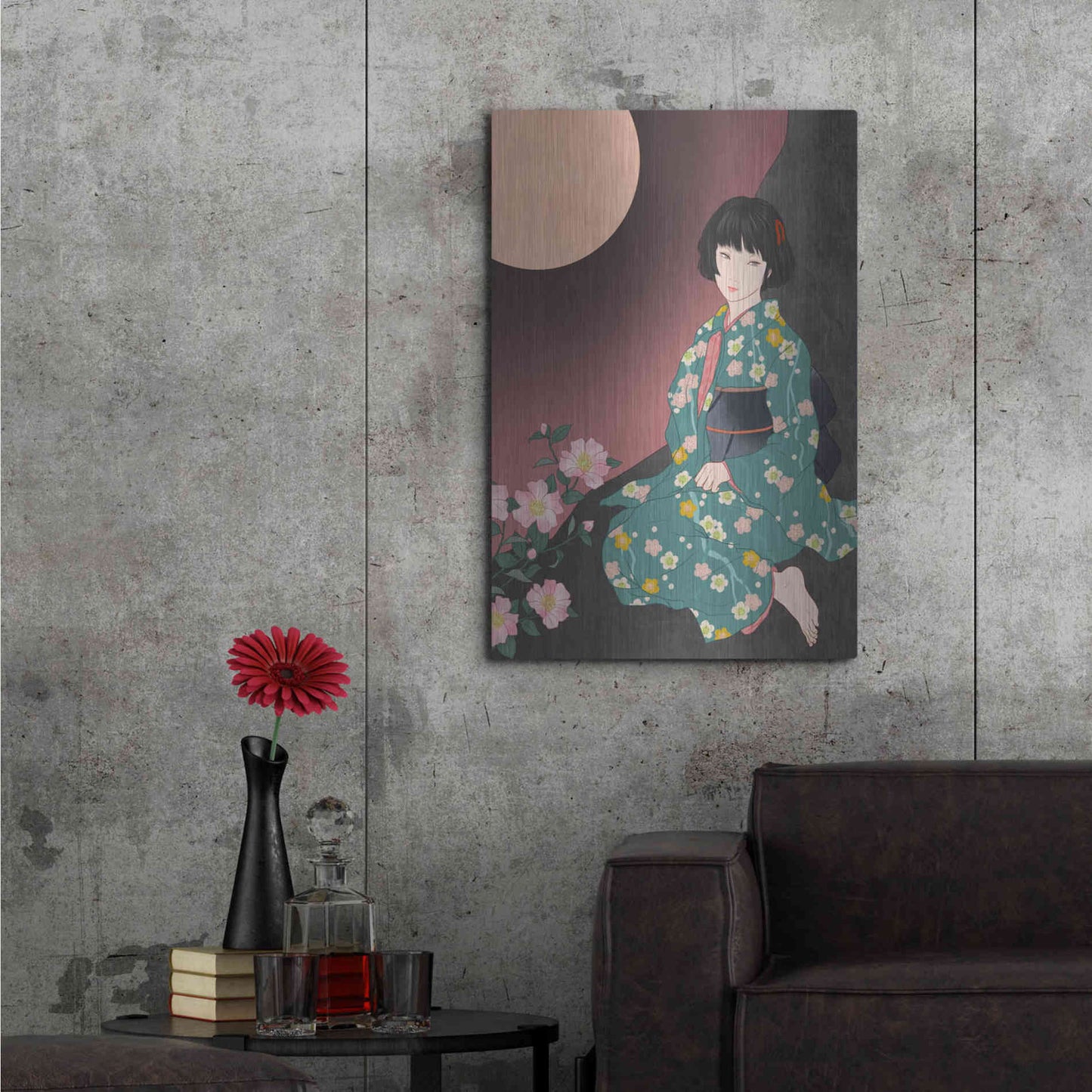 Luxe Metal Art 'Sazanka' by Sai Tamiya, Metal Wall Art,24x36