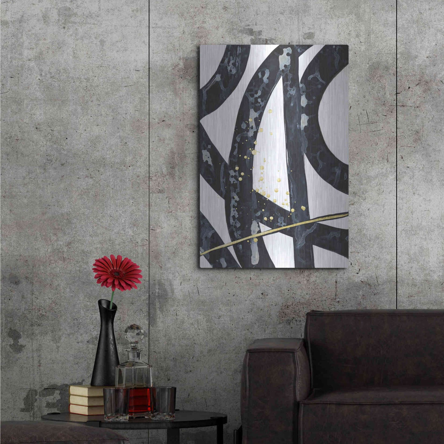 Luxe Metal Art 'Onyx Tracery I' by Renee W Stramel, Metal Wall Art,24x36