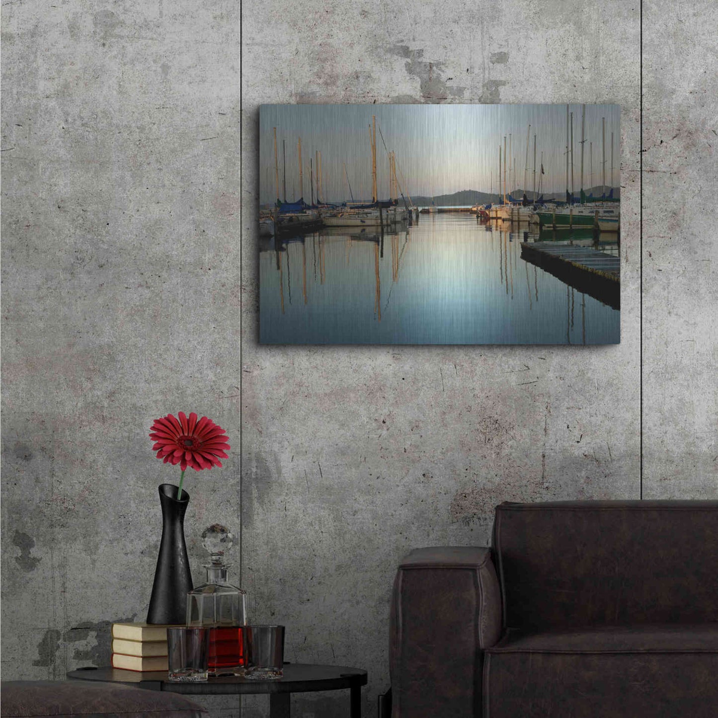 Luxe Metal Art 'Marina Sundown II' by Danny Head, Metal Wall Art,36x24
