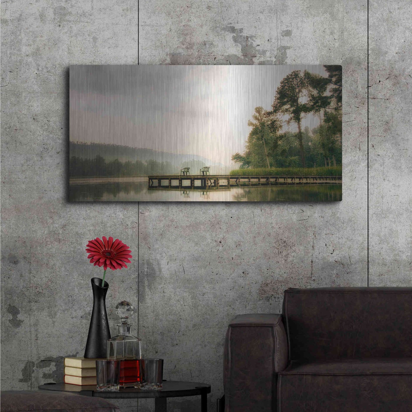 Luxe Metal Art 'Two Green Chairs' by Danny Head, Metal Wall Art,48x24
