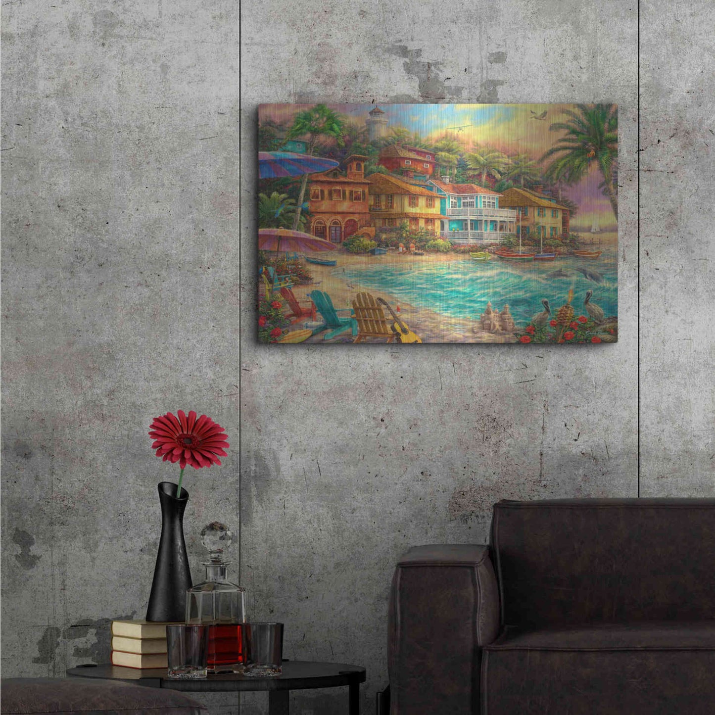 Luxe Metal Art 'Island Time' by Chuck Pinson, Metal Wall Art,36x24