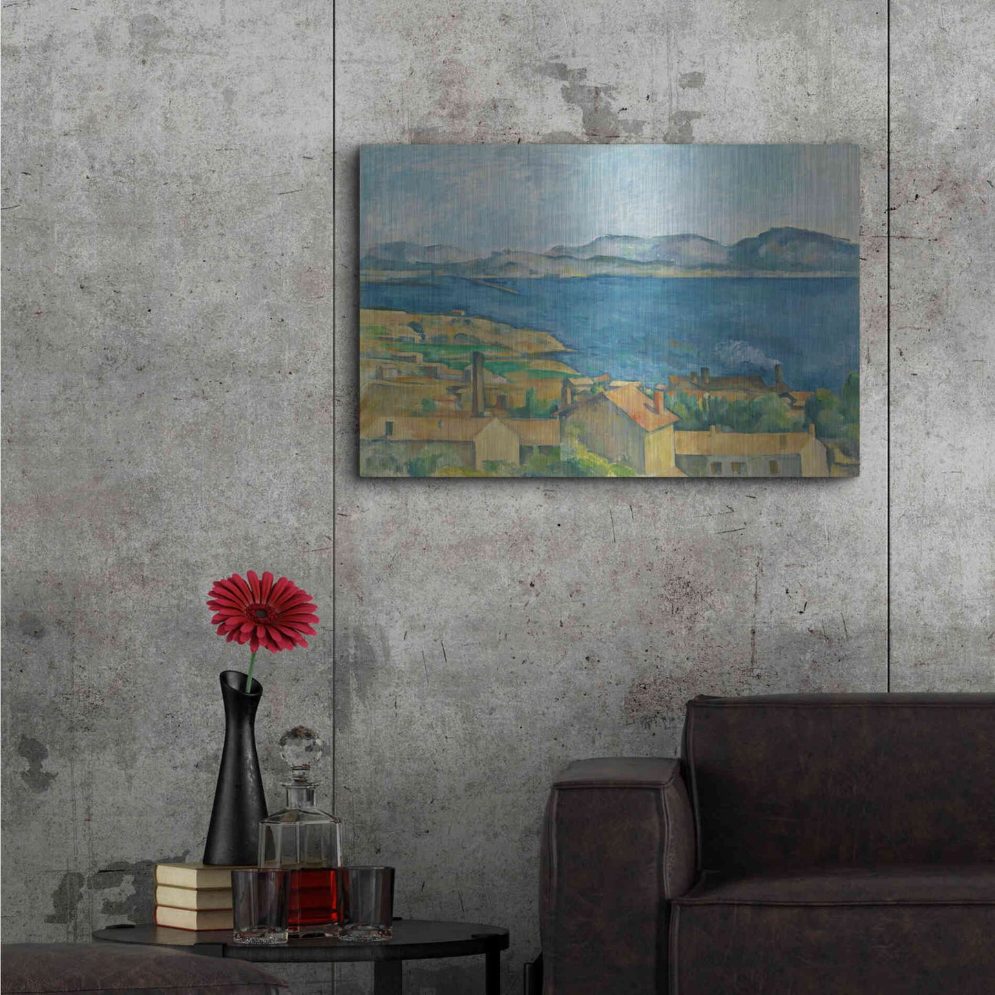 Luxe Metal Art 'The Bay of Marseilles, Seen from L'Estaque 'by Paul Cezanne, Metal Wall Art,36x24