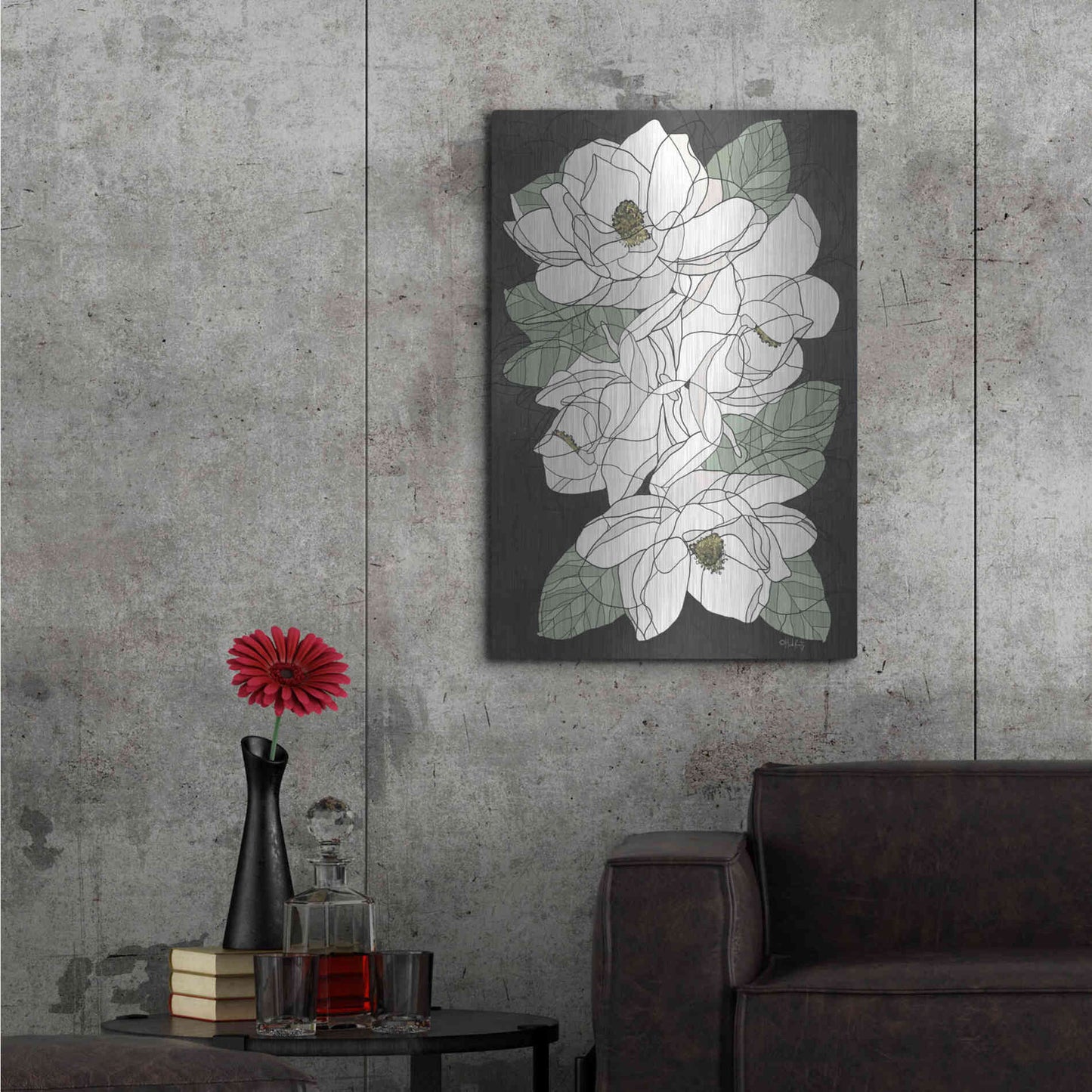 Luxe Metal Art 'Cascading Magnolias' by Heidi Kuntz, Metal Wall Art,24x36