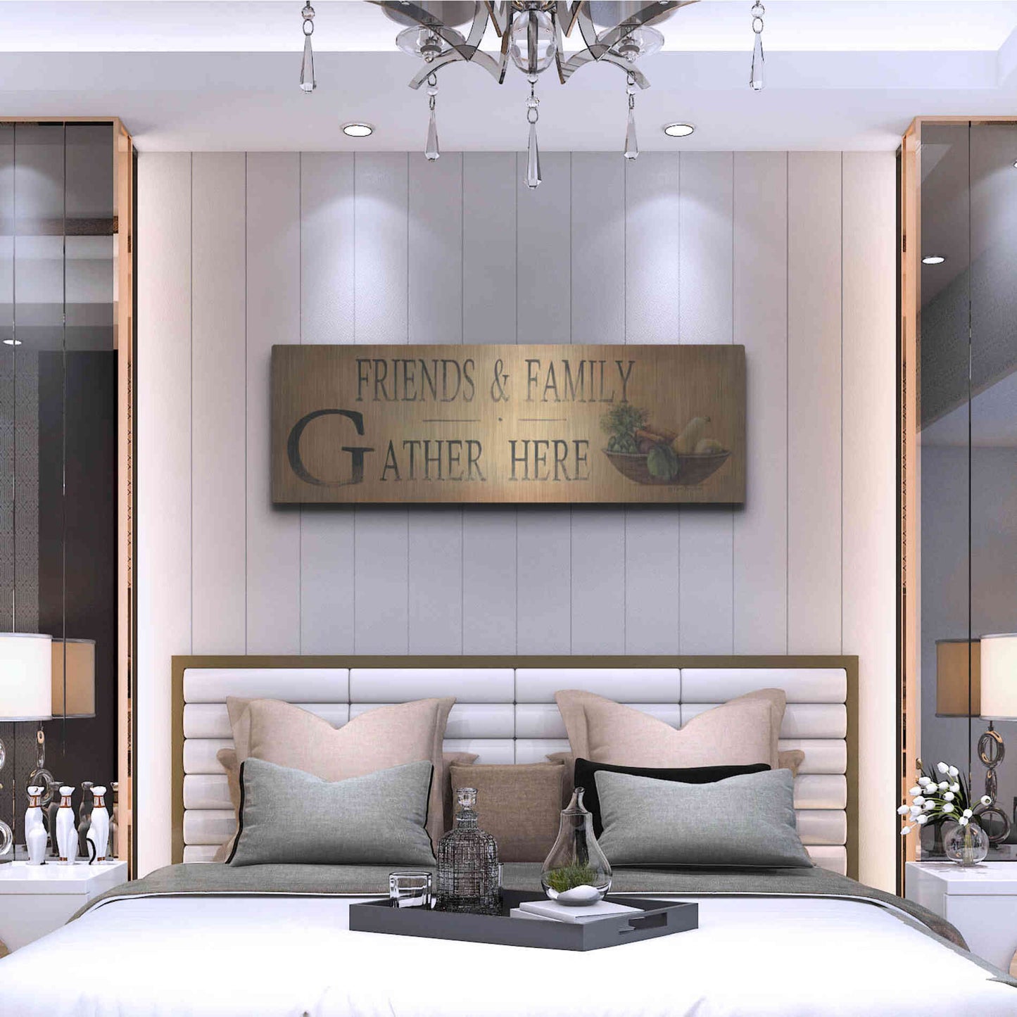 Luxe Metal Art 'Friends & Family' by Pam Britton, Metal Wall Art,48x16