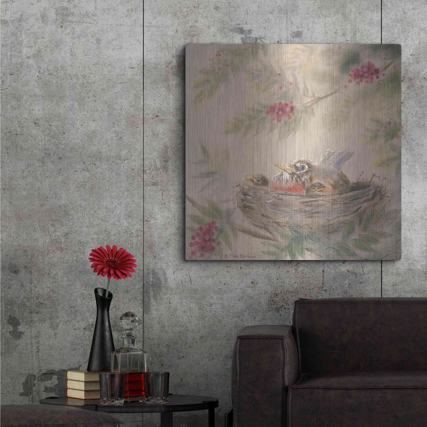 Luxe Metal Art 'Fledglings' by Pam Britton, Metal Wall Art,36x36