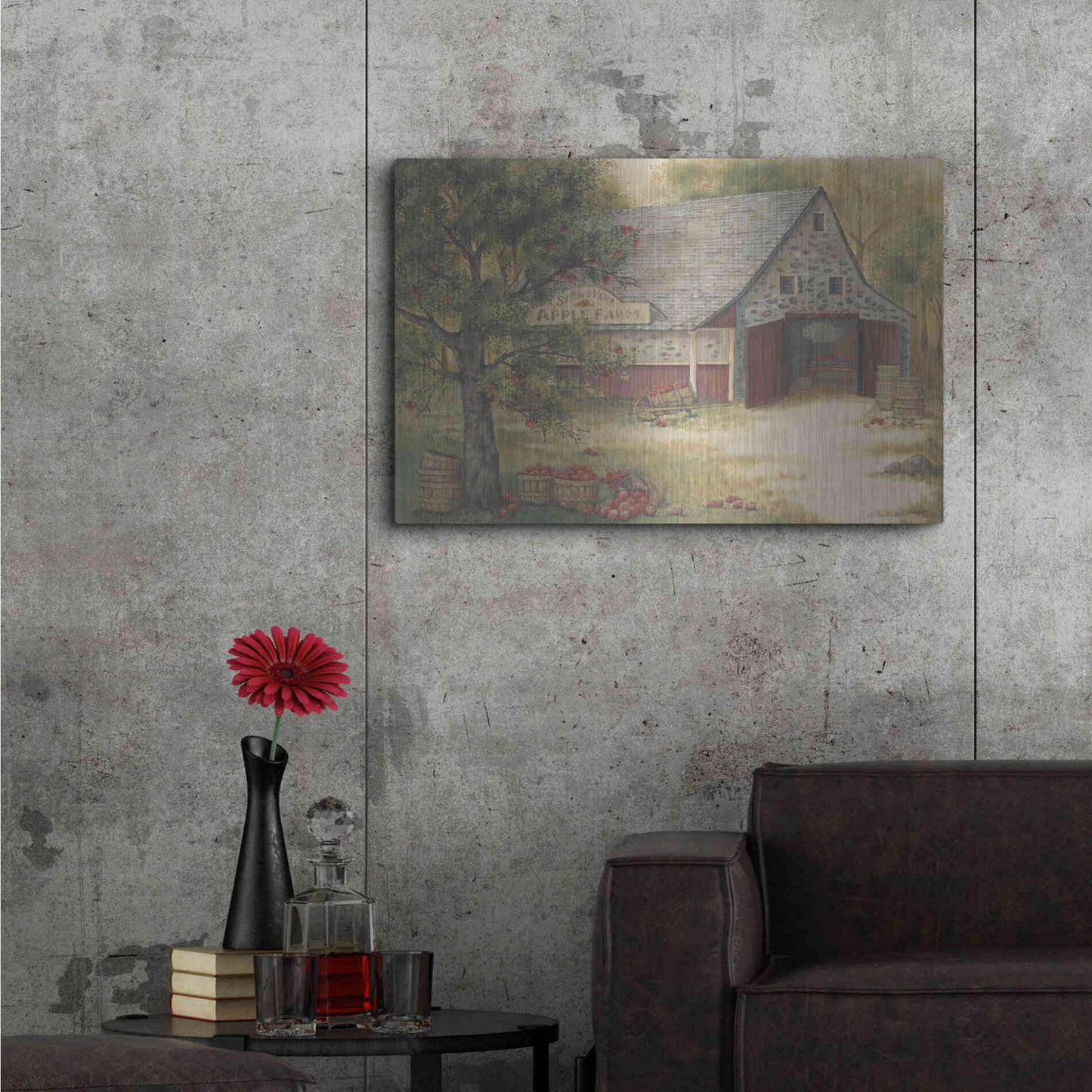 Luxe Metal Art 'Sunflower Valley Apple Farm' by Pam Britton, Metal Wall Art,36x24