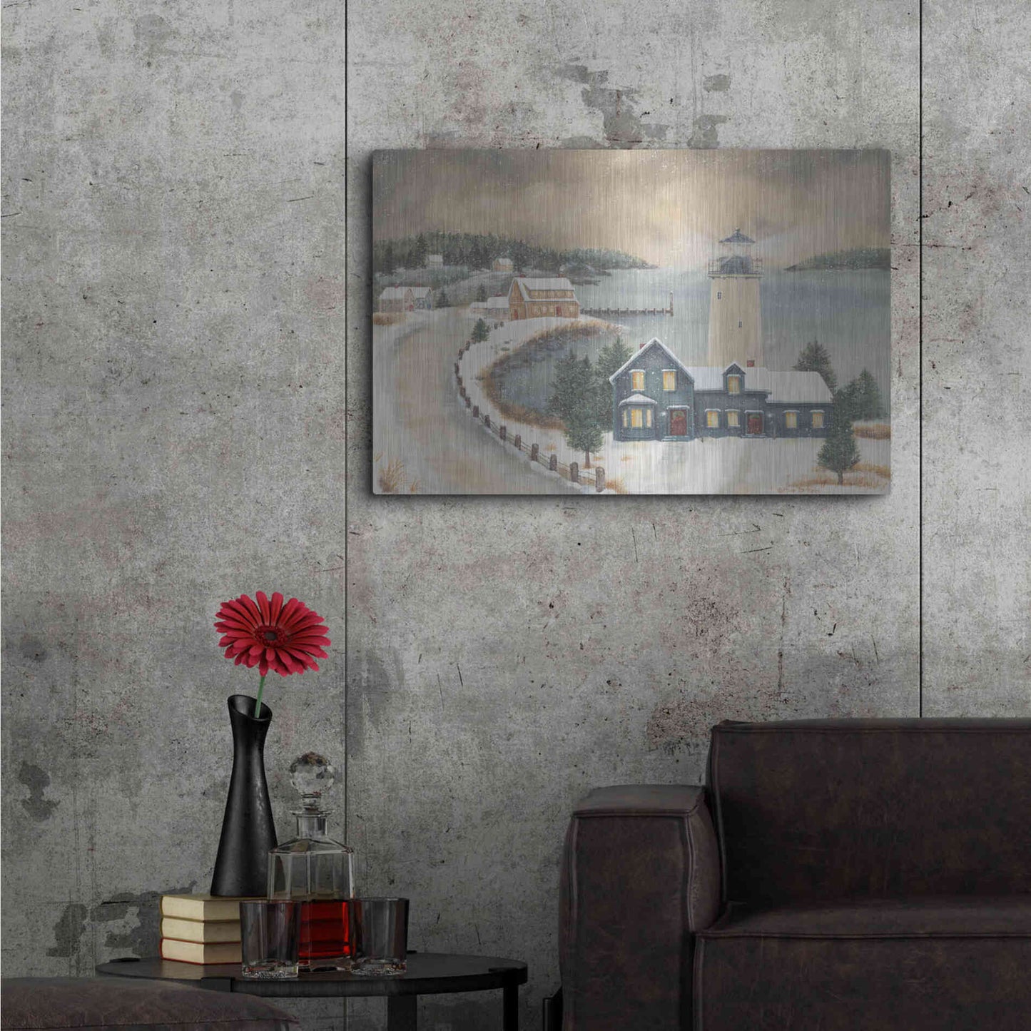Luxe Metal Art 'Snowy Beacon' by Pam Britton, Metal Wall Art,36x24