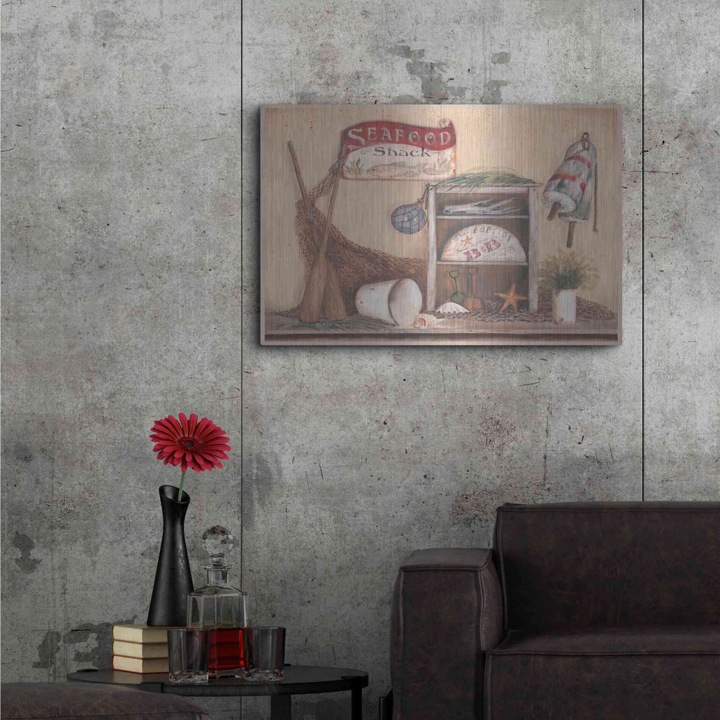 Luxe Metal Art 'Seafood Shack' by Pam Britton, Metal Wall Art,36x24