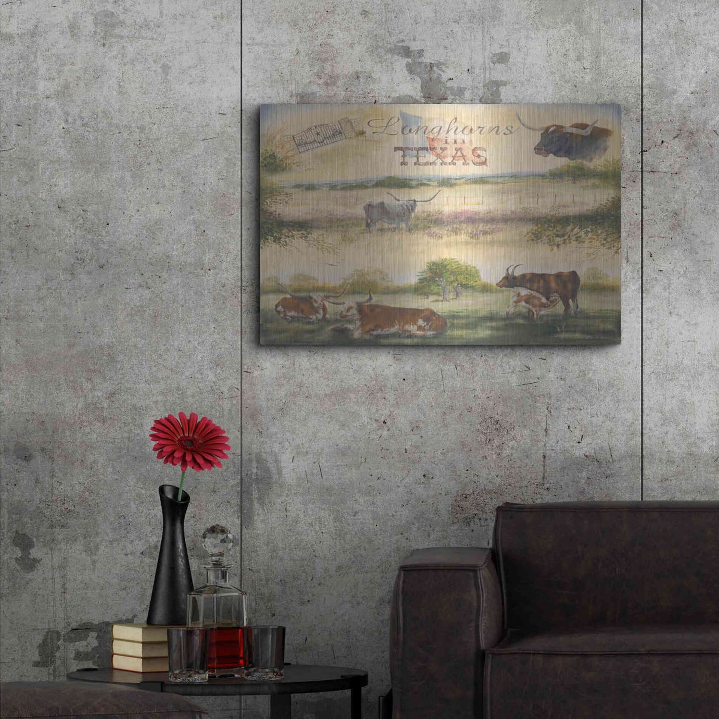 Luxe Metal Art 'Texas Collision V' by Pam Britton, Metal Wall Art,36x24