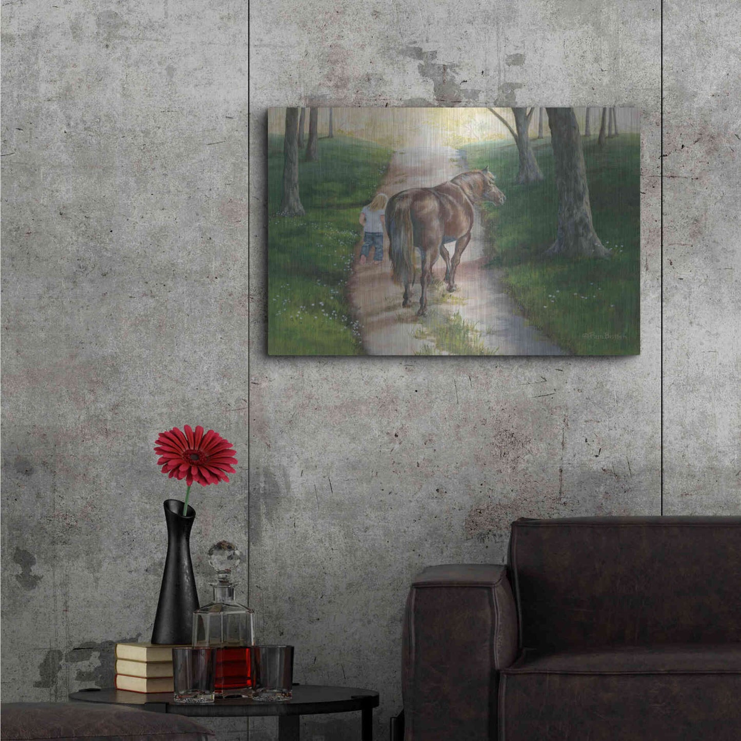 Luxe Metal Art 'Early Morning Stroll' by Pam Britton, Metal Wall Art,36x24