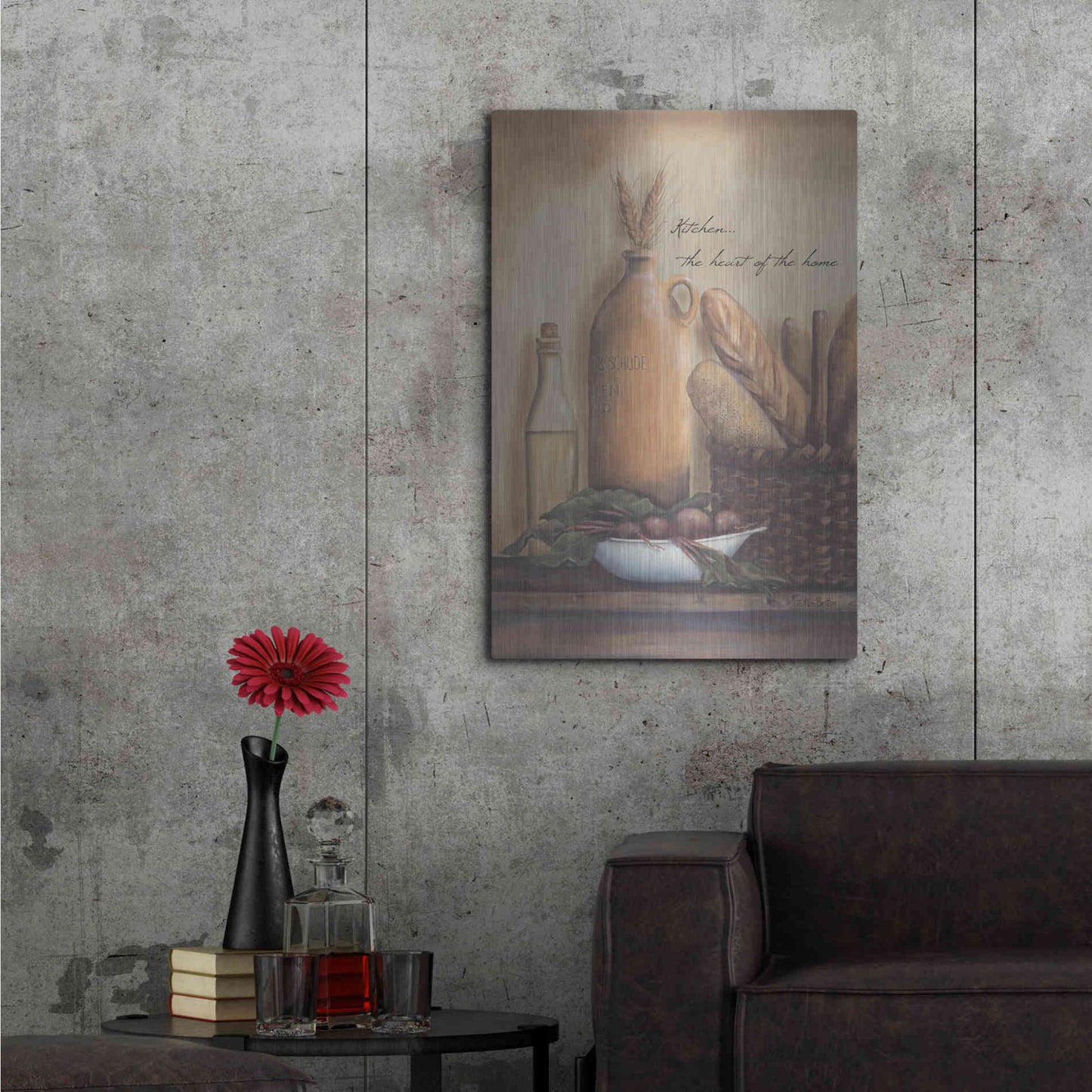 Luxe Metal Art 'Kitchen the Heart of the Home' by Pam Britton, Metal Wall Art,24x36