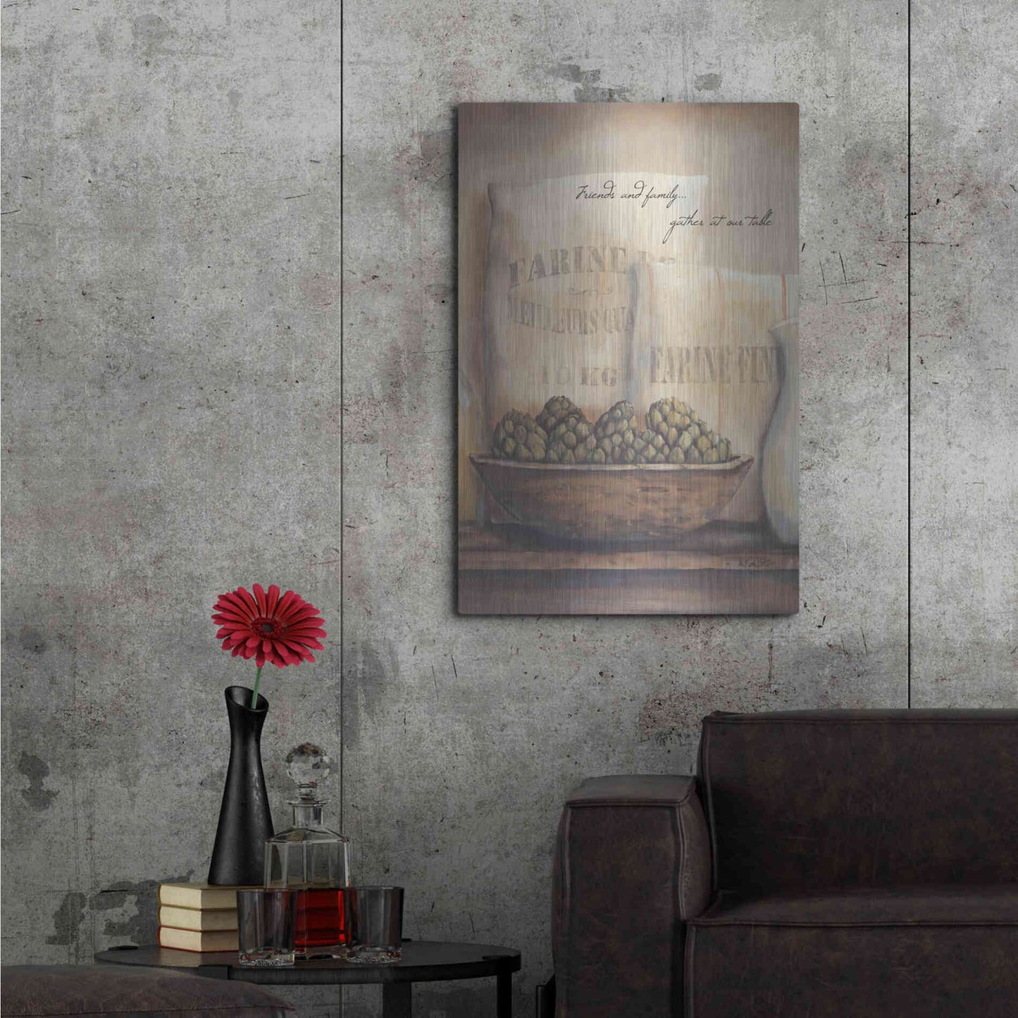 Luxe Metal Art 'Friends and Family.. Gather at Our Table' by Pam Britton, Metal Wall Art,24x36