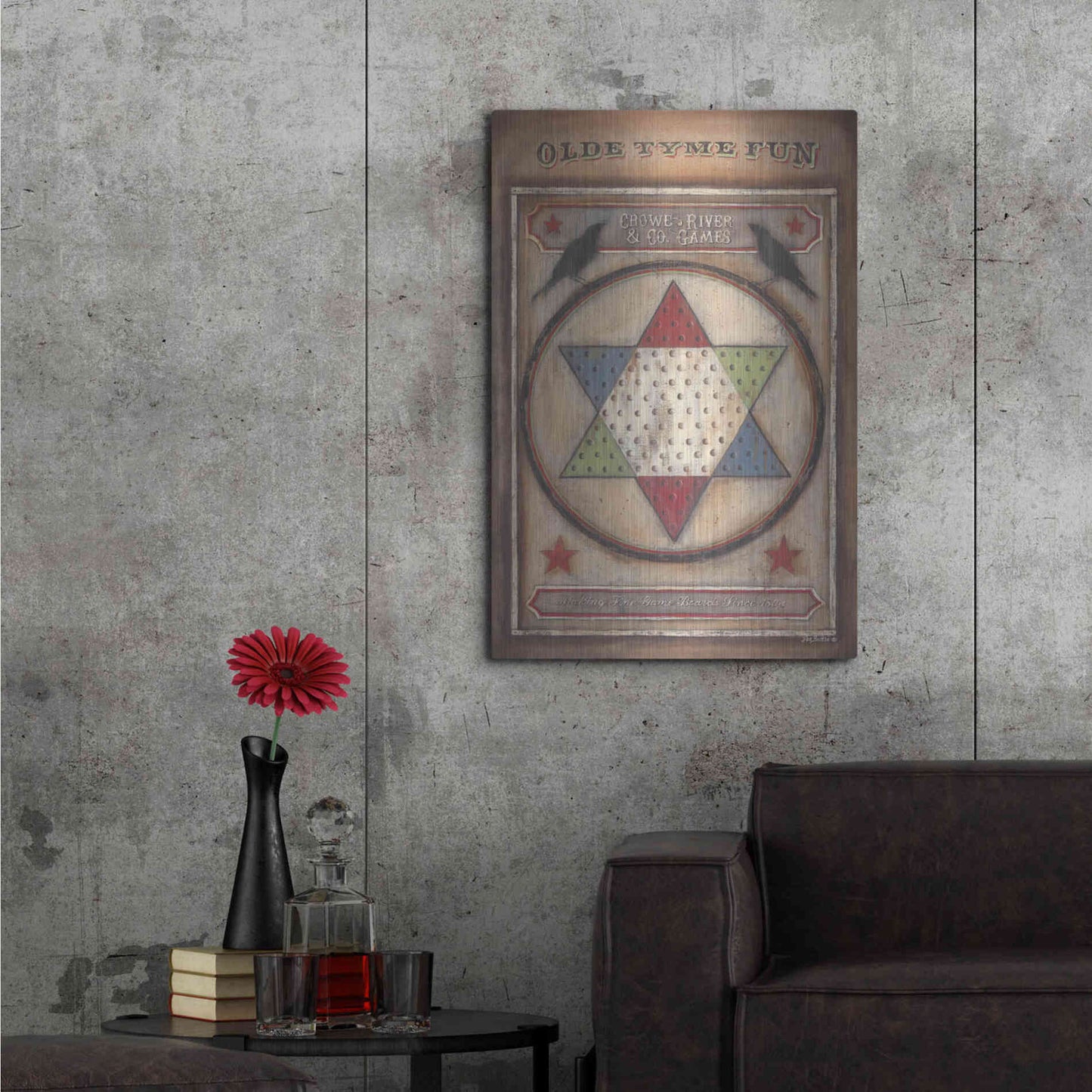 Luxe Metal Art 'Olde Tyme Chinese Checkers' by Pam Britton, Metal Wall Art,24x36