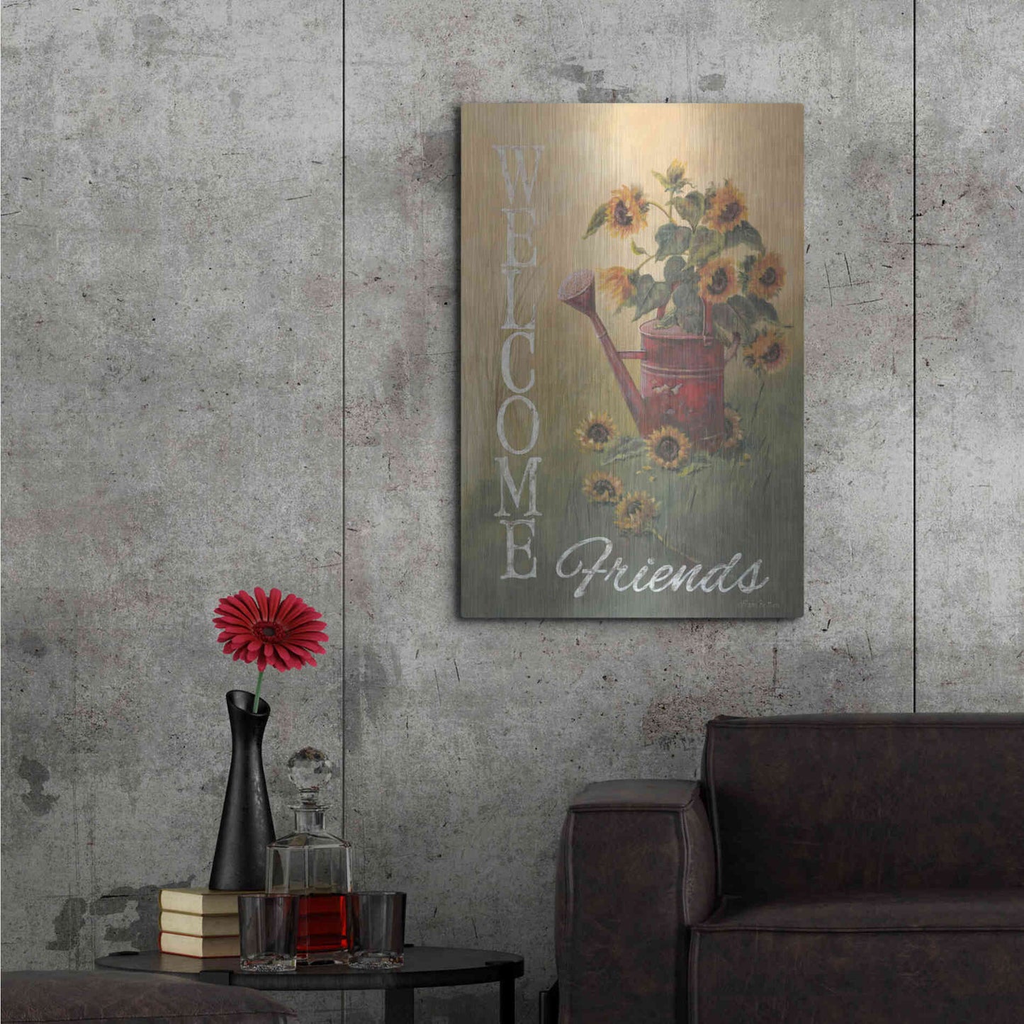 Luxe Metal Art 'A Sunflower Welcome' by Pam Britton, Metal Wall Art,24x36