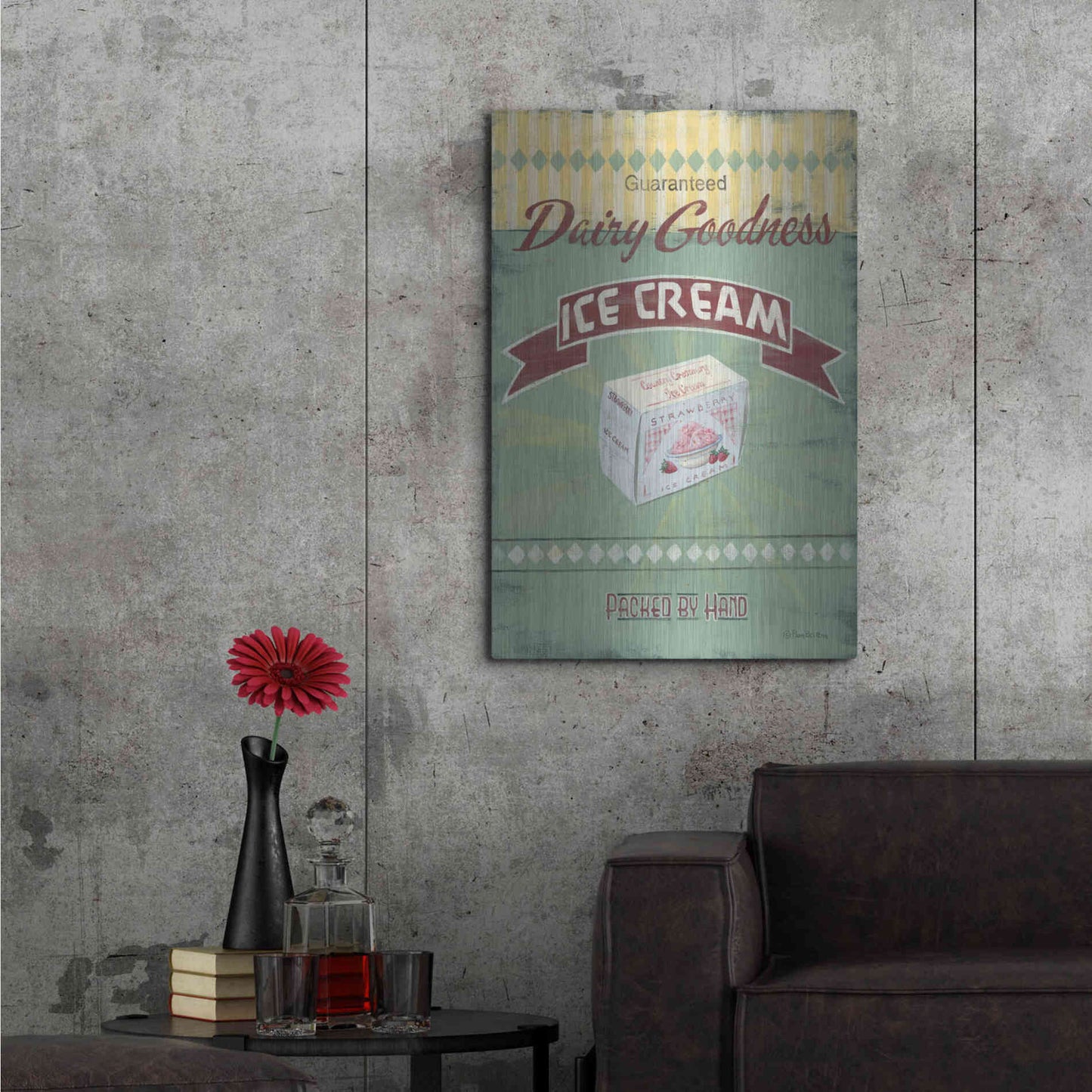 Luxe Metal Art 'Ice Cream' by Pam Britton, Metal Wall Art,24x36