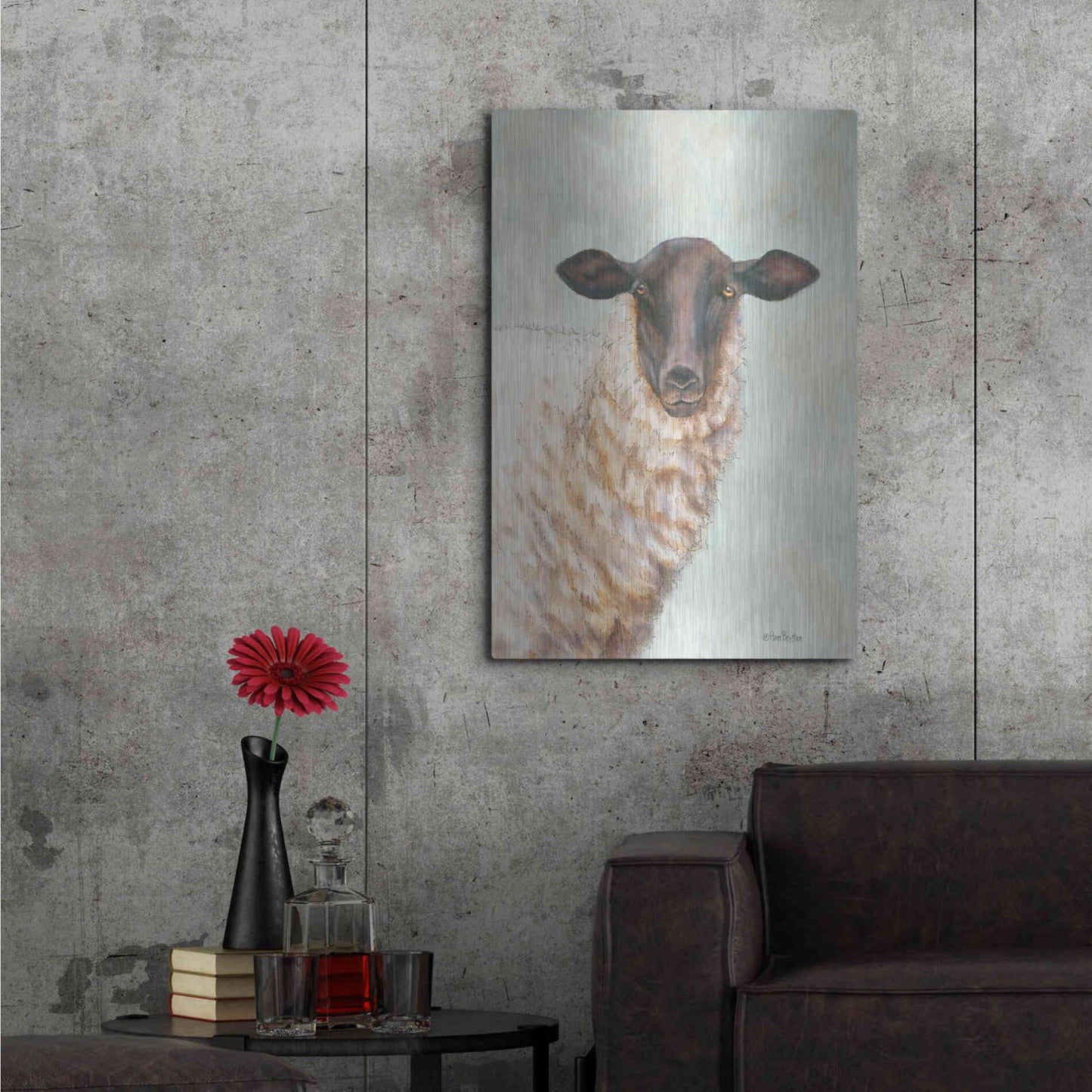 Luxe Metal Art 'Farm Sheep' by Pam Britton, Metal Wall Art,24x36