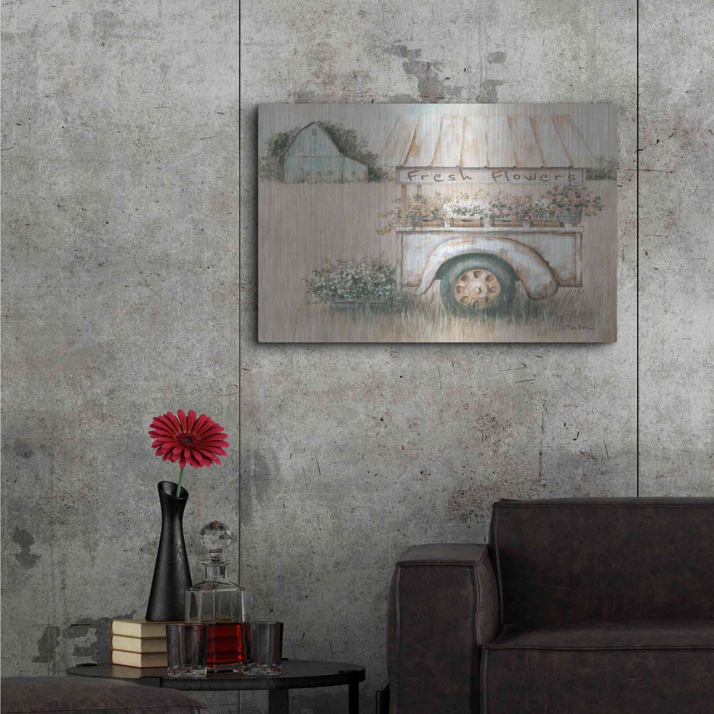 Luxe Metal Art 'Fresh Flowers for Sale' by Pam Britton, Metal Wall Art,36x24