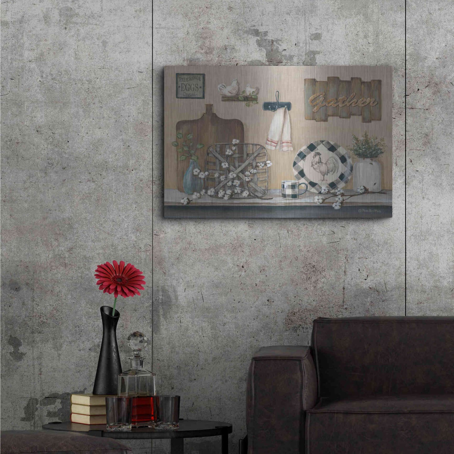 Luxe Metal Art 'Farmhouse Kitchen' by Pam Britton, Metal Wall Art,36x24
