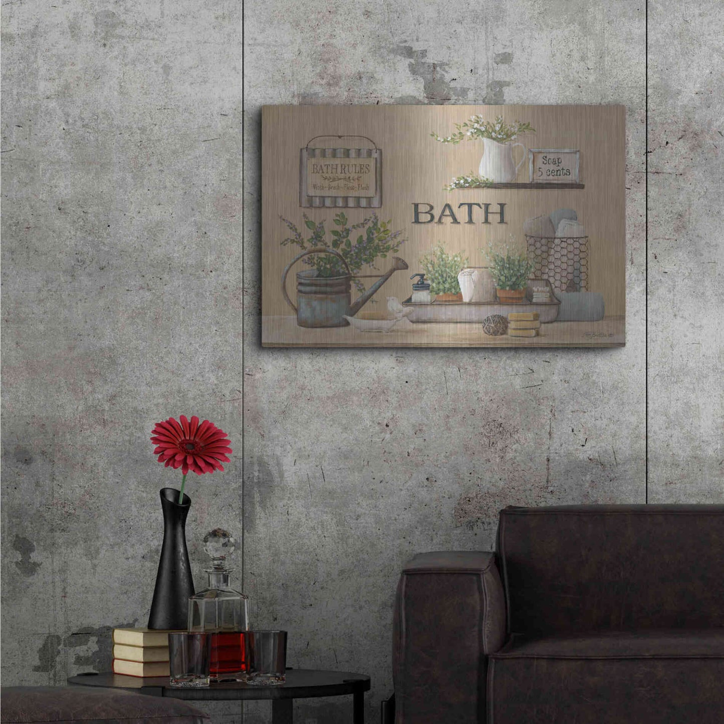 Luxe Metal Art 'Farmhouse Bath II' by Pam Britton, Metal Wall Art,36x24