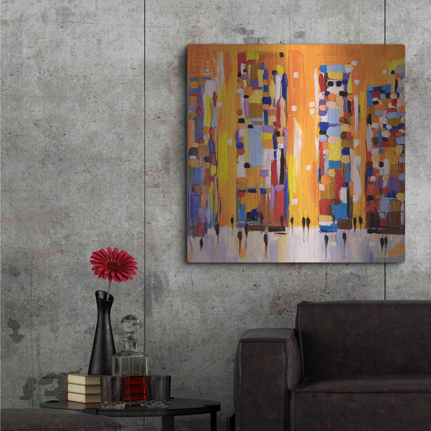 Luxe Metal Art 'Orange Sunset' by Ekaterina Ermilkina, Metal Wall Art,36x36