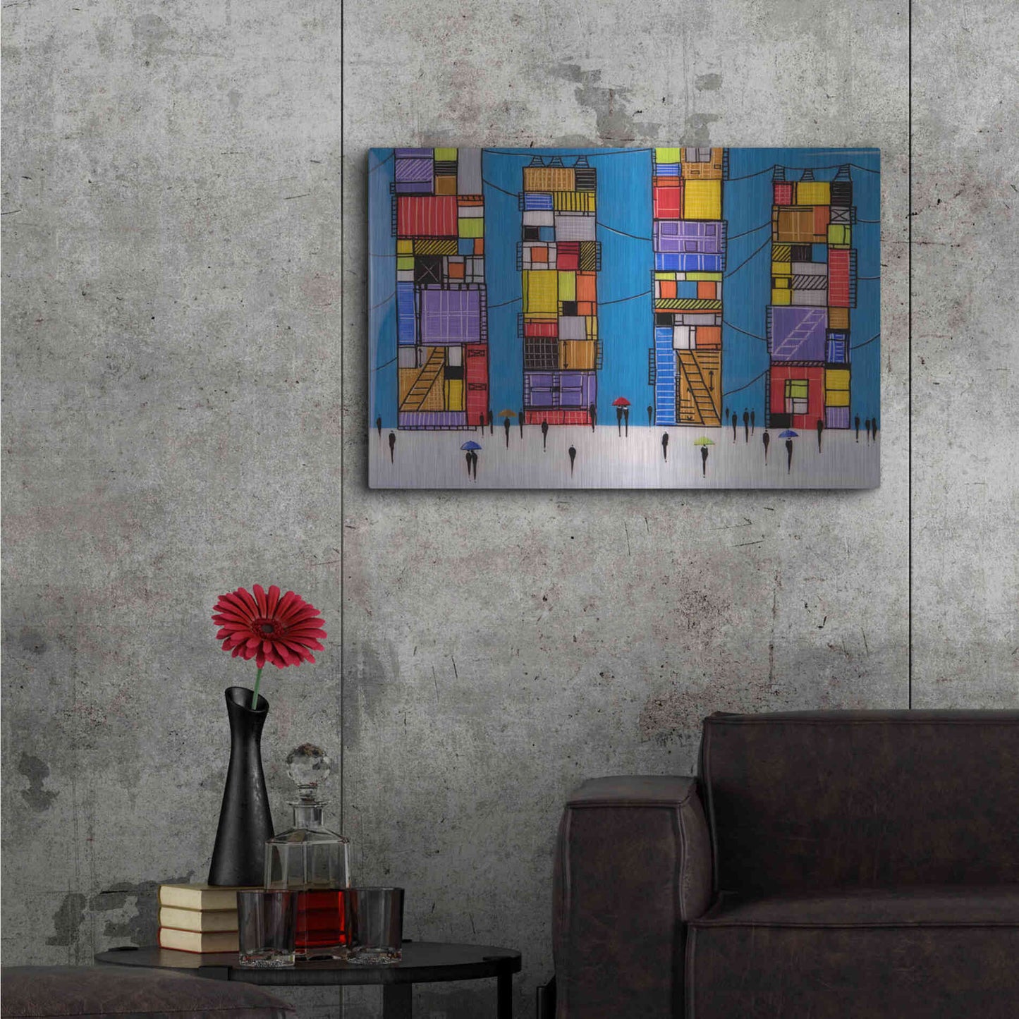 Luxe Metal Art 'Rainy Night Walk' by Ekaterina Ermilkina, Metal Wall Art,36x24