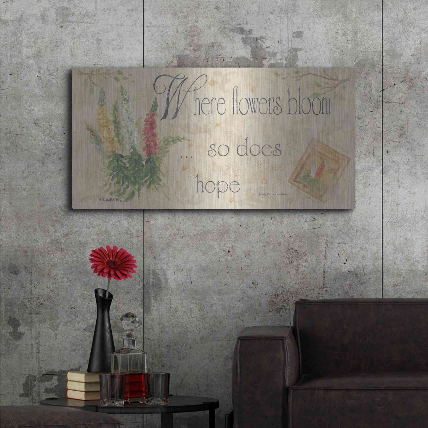 Luxe Metal Art 'When Flowers Bloom' by Pam Britton, Metal Wall Art,48x24