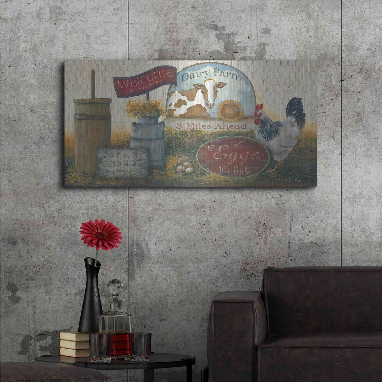 Luxe Metal Art 'Eggs & Cream II revised' by Pam Britton, Metal Wall Art,48x24