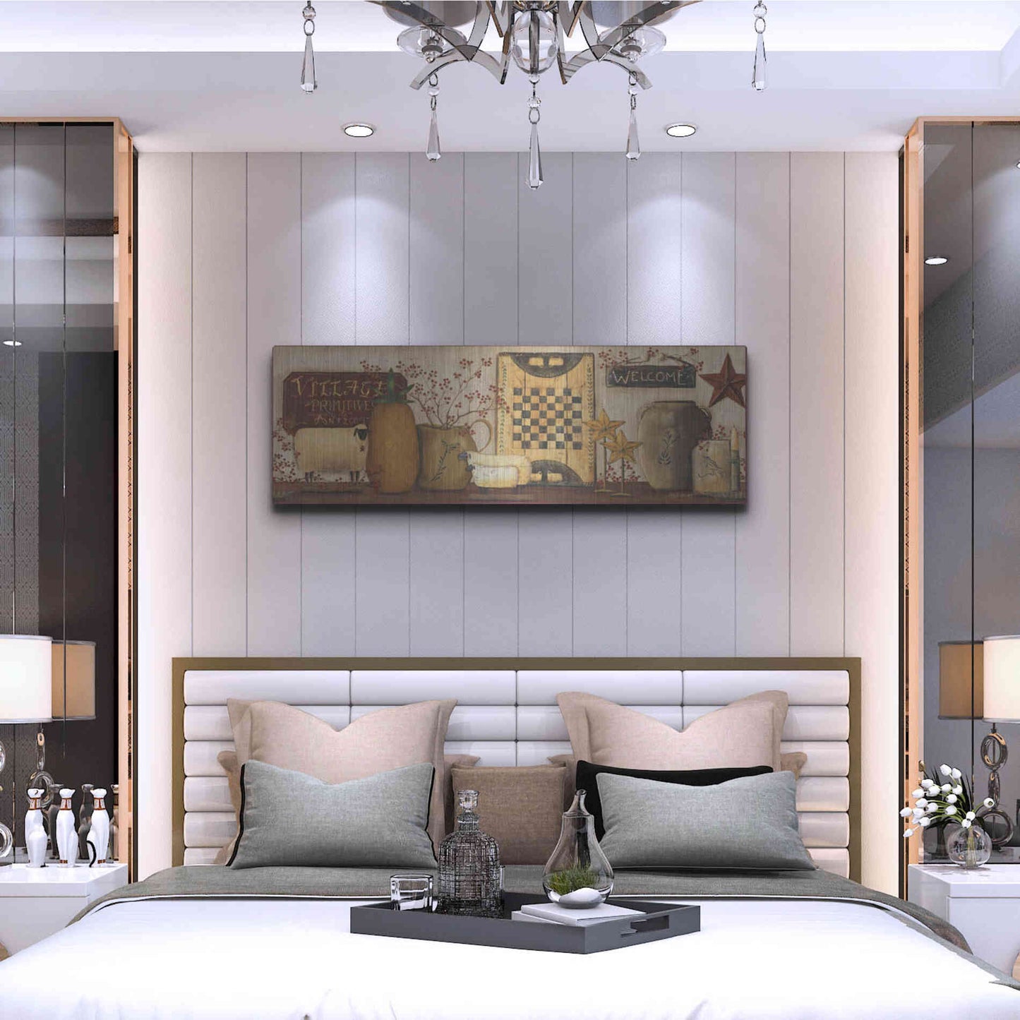 Luxe Metal Art 'Village Welcome' by Pam Britton, Metal Wall Art,48x16