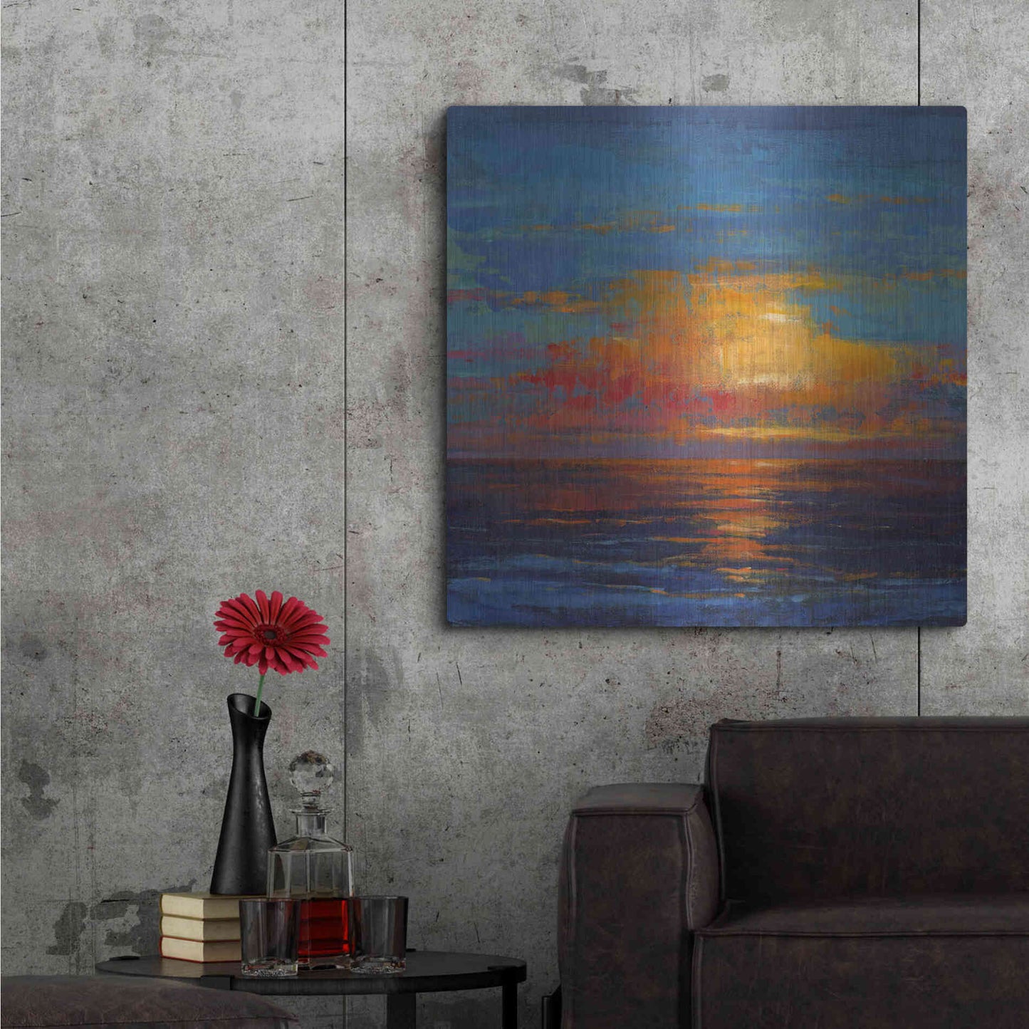 Luxe Metal Art 'Sun Down I' by Tim O'Toole, Metal Wall Art,36x36