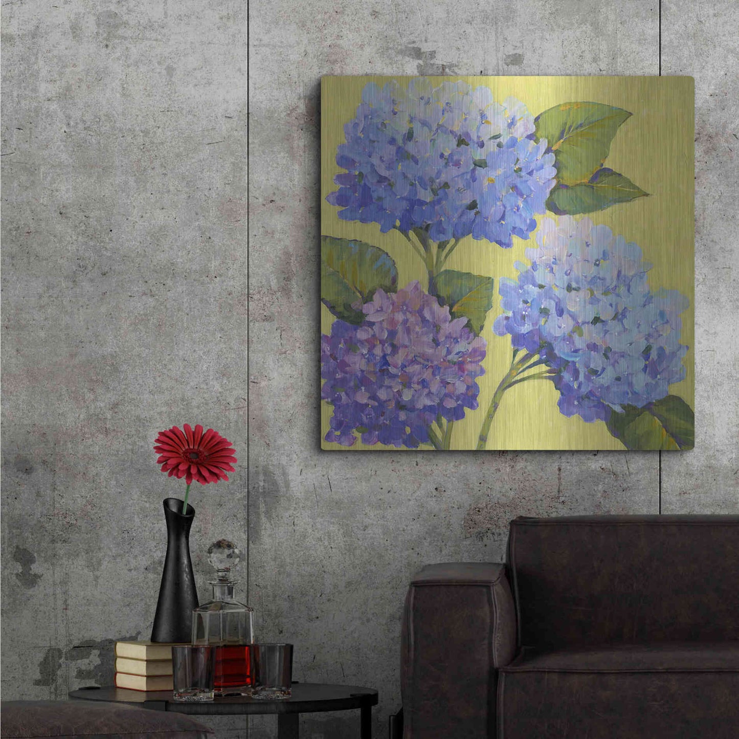 Luxe Metal Art 'Spring Hydrangeas II' by Tim O'Toole, Metal Wall Art,36x36