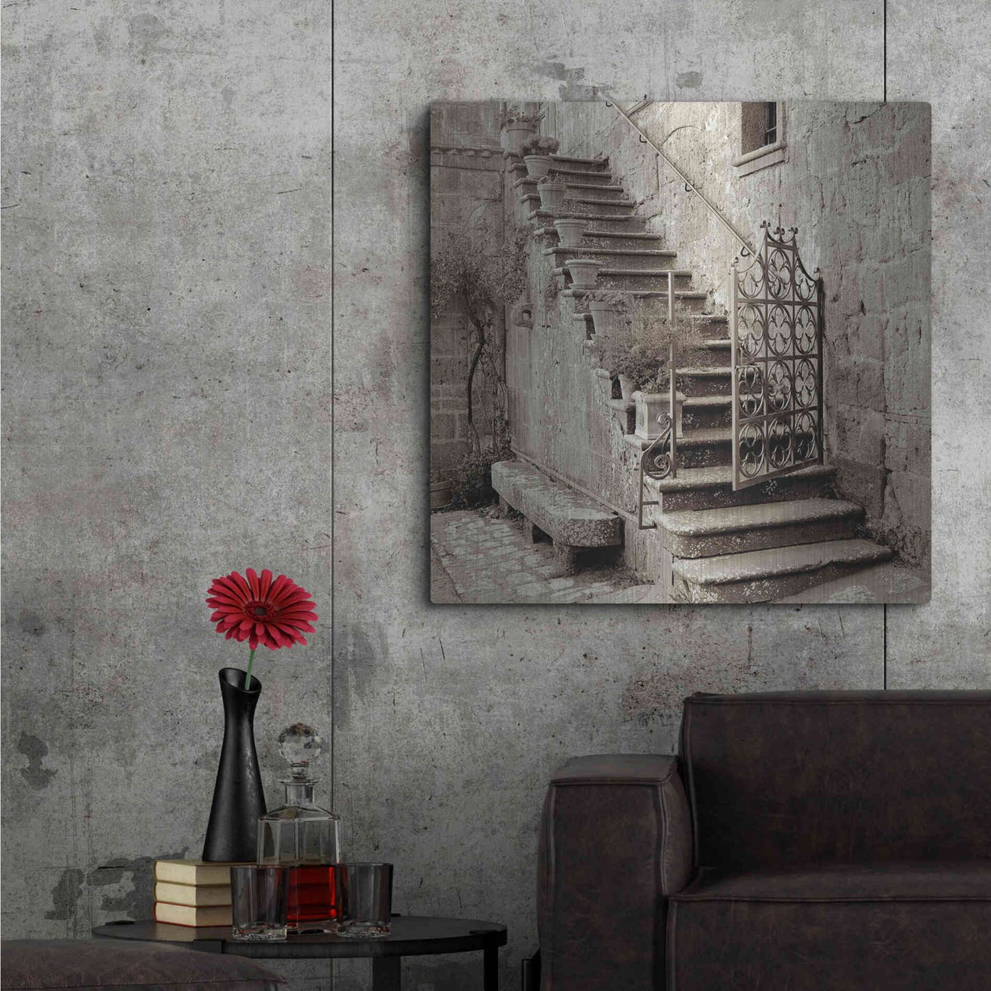 Luxe Metal Art 'Umbria Scala 1' by Alan Blaustein Metal Wall Art,36x36