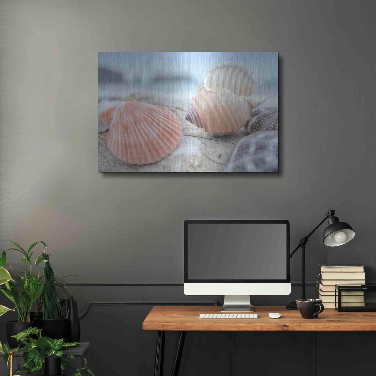 Luxe Metal Art 'Crescent Beach Shells 10' by Alan Blaustein Metal Wall Art,36x24