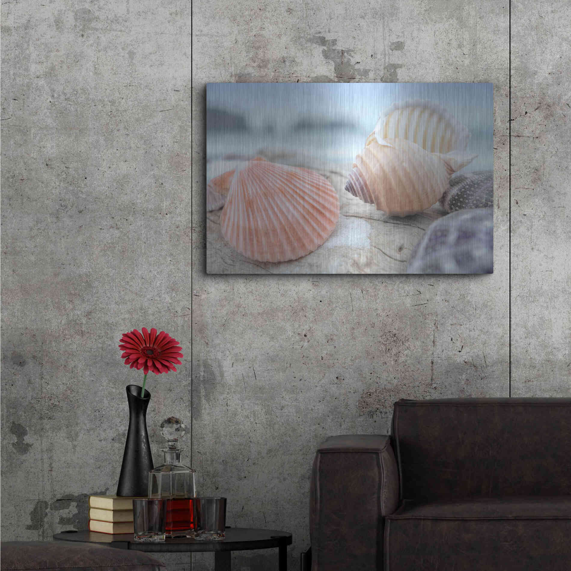 Luxe Metal Art 'Crescent Beach Shells 10' by Alan Blaustein Metal Wall Art,36x24