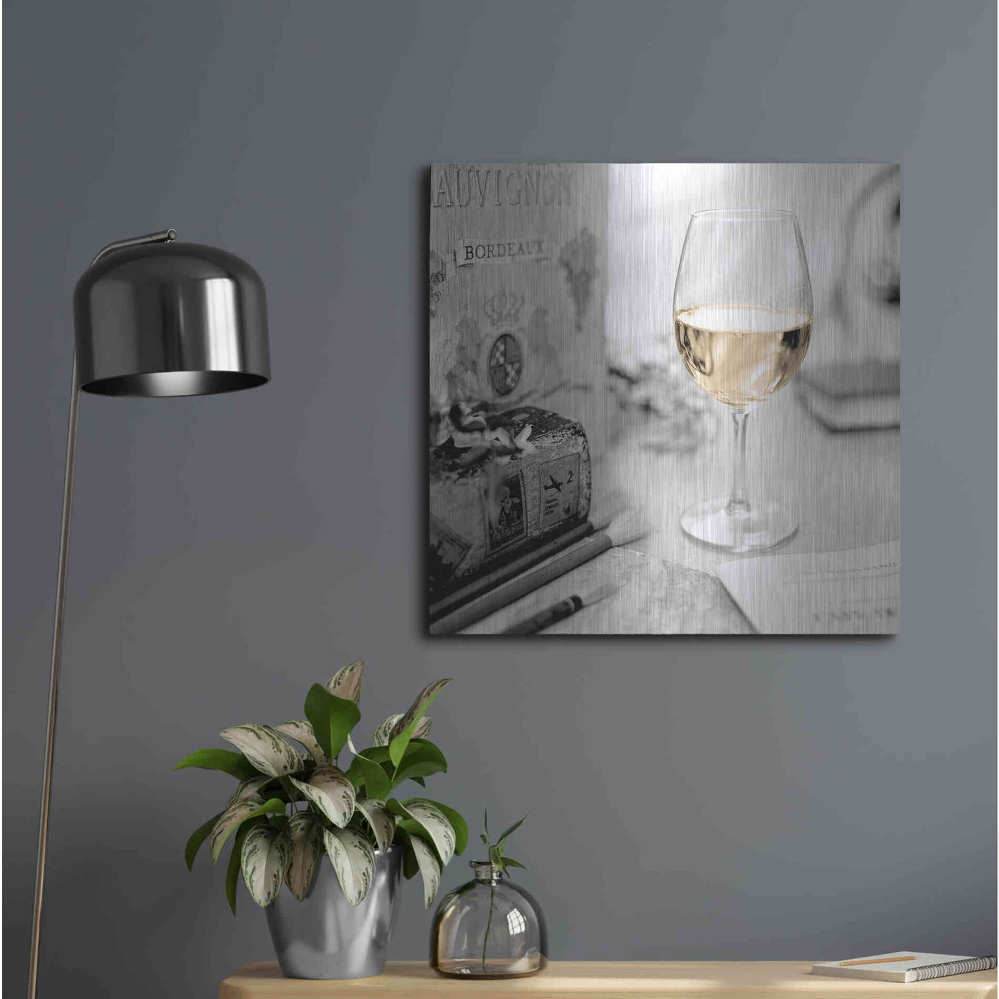 Luxe Metal Art 'Vin Blanc' by Alan Blaustein Metal Wall Art,24x24