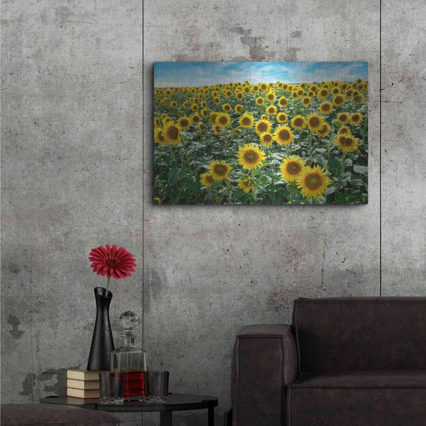 Luxe Metal Art 'Cortona Sunflowers 1' by Alan Blaustein Metal Wall Art,36x24