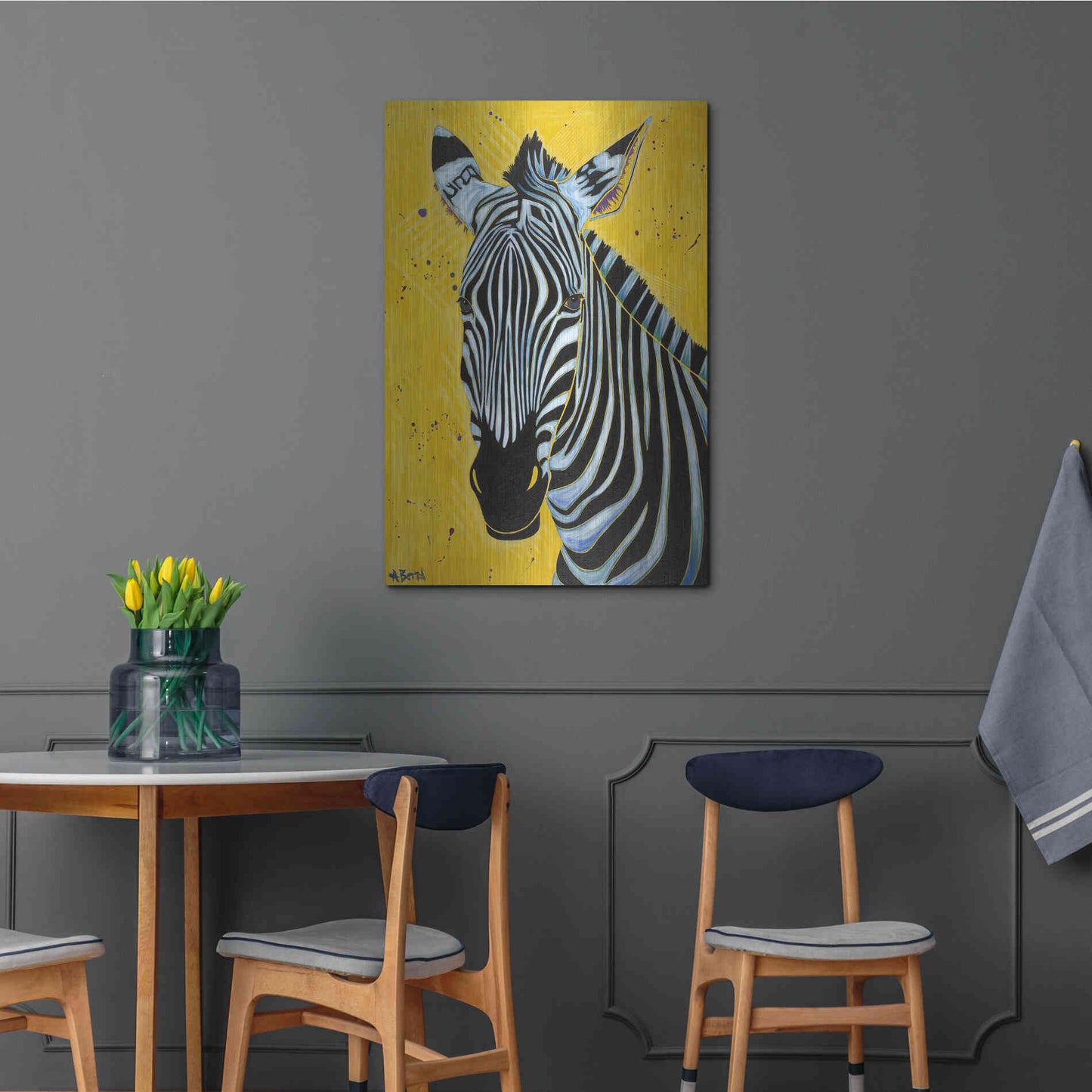 Luxe Metal Art 'Zebra' by Angela Bond Metal Wall Art,24x36