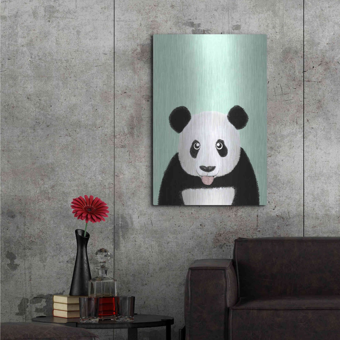 Luxe Metal Art 'Cute Panda' by Barruf Metal Wall Art,24x36